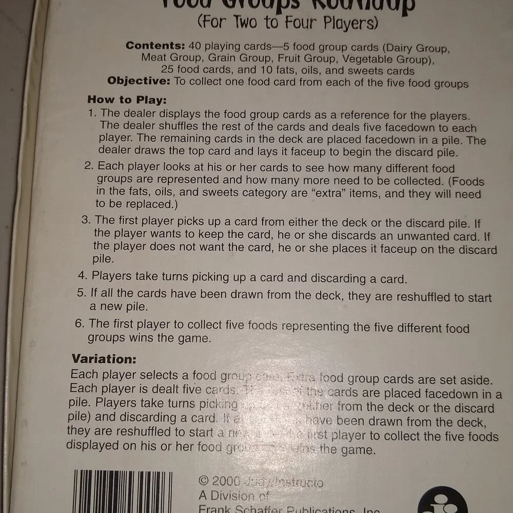 Flashcard Hands On Learning Science Card Game : Food Groups Roundup Cards